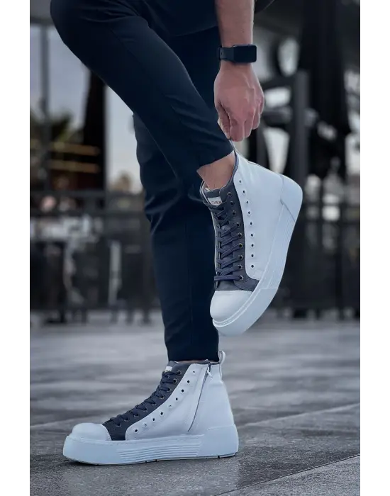 Omarı Beyaz Antrasit Erkek Bot - Şık ve Tarz GBT Blazer Boots