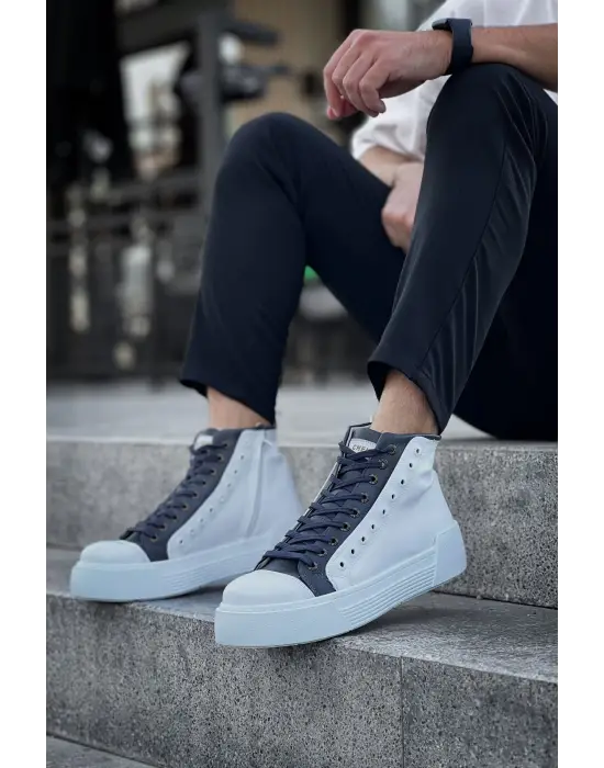 Omarı Beyaz Antrasit Erkek Bot - Şık ve Tarz GBT Blazer Boots