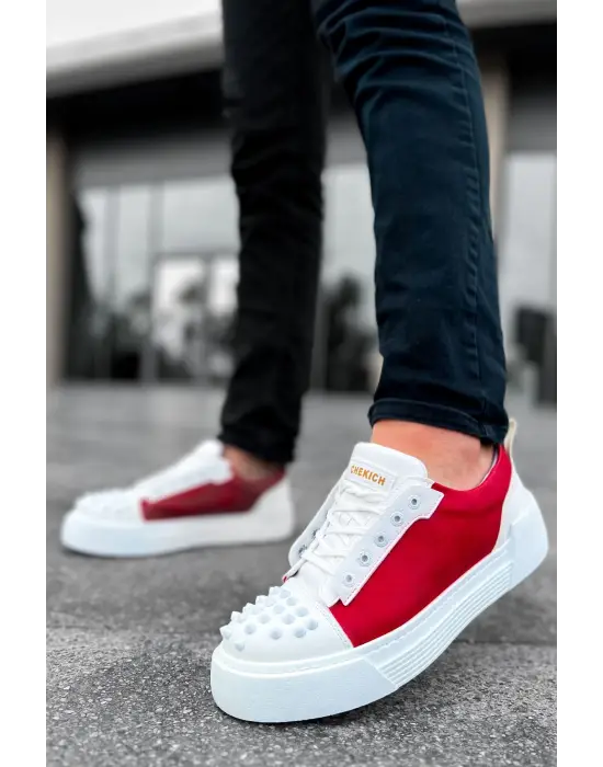 Omarı Hafif ve Şık Erkek Ayakkabı - Beyaz/Kırmızı