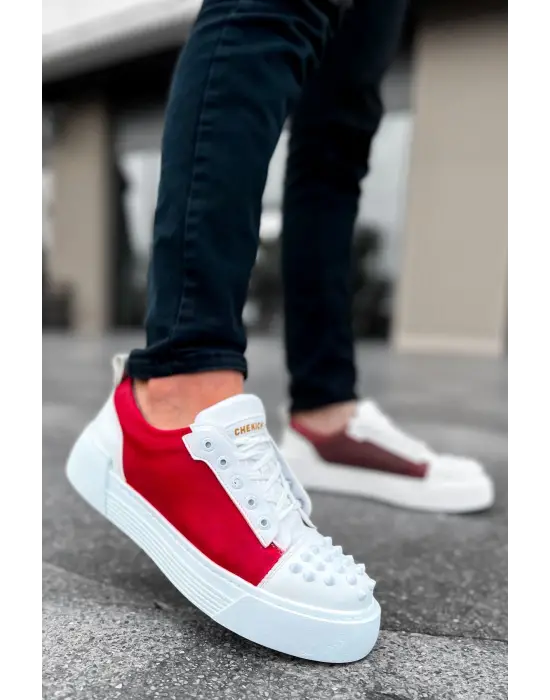 Omarı Hafif ve Şık Erkek Ayakkabı - Beyaz/Kırmızı