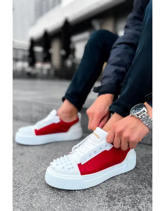 Omarı Hafif ve Şık Erkek Ayakkabı - Beyaz/Kırmızı