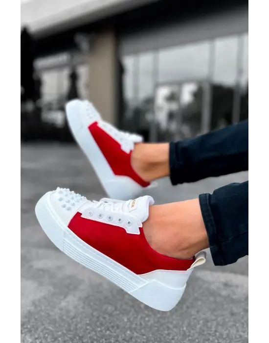 Omarı Hafif ve Şık Erkek Ayakkabı - Beyaz/Kırmızı