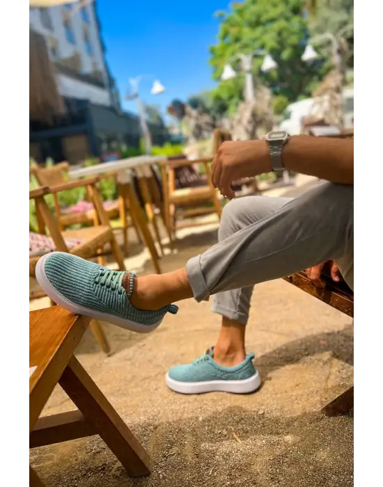 Omarı Yüksek Konforlu Su Yeşili Erkek Ayakkabısı