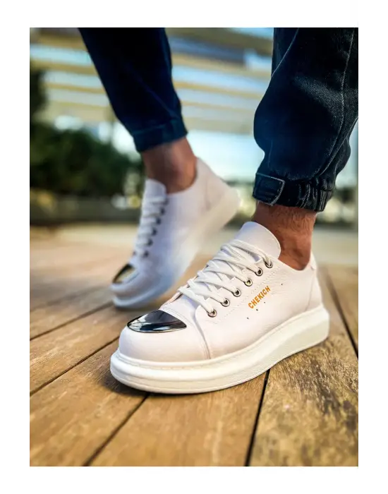 Omarı Yüksek Tabanlı Beyaz CBT Erkek Ayakkabısı