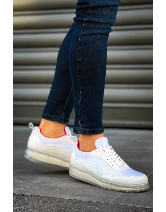 Omarı Modern ve Şık Beyaz-Kırmızı Erkek Ayakkabı