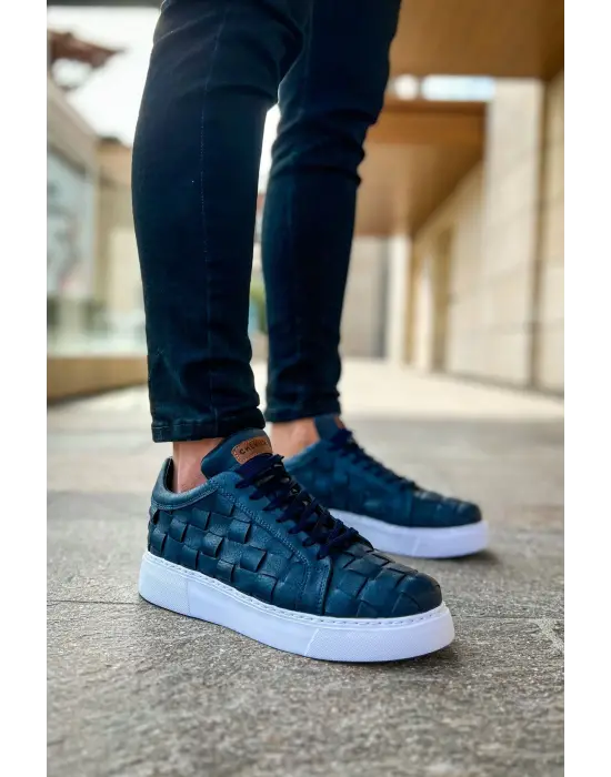 Omarı Süet Detaylı Modern Lacivert Erkek Ayakkabı