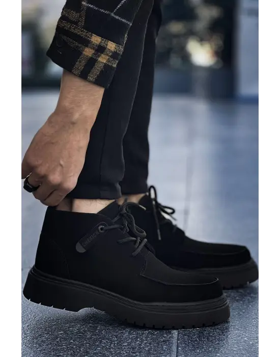 Omarı Siyah Deri Erkek Bot