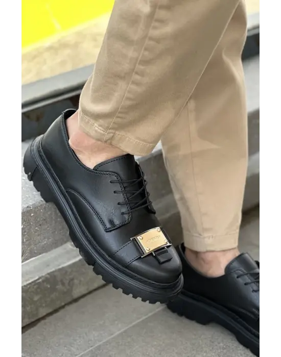 Omarı Elegan Siyah Erkek Ayakkabı Tasarımı
