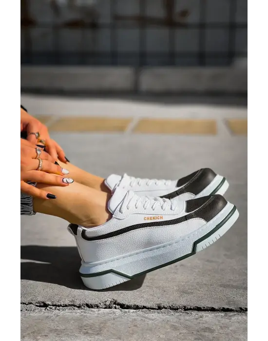 Omarı Modern ve Rahat Erkek Ayakkabı Haki/Beyaz