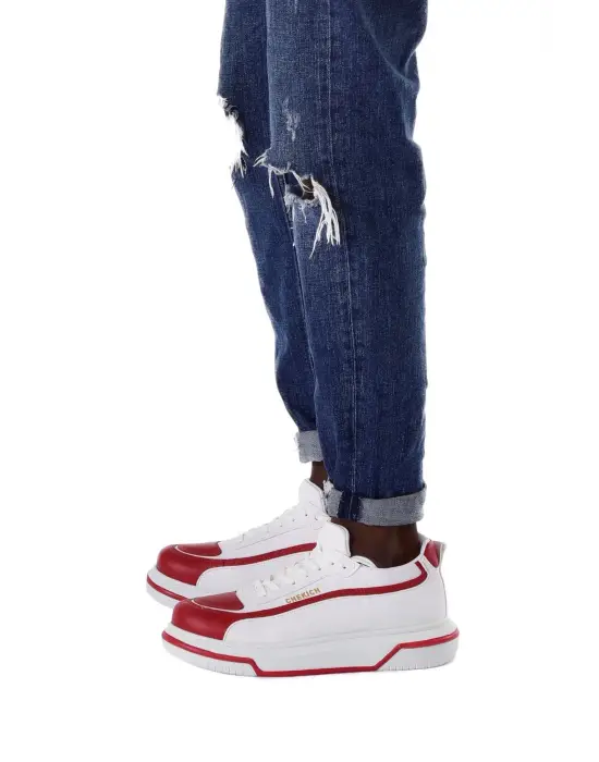 Omarı Kırmızı ve Beyaz Renkli Erkek Ayakkabı