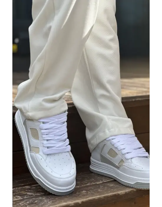 Omarı Erkek Spor Ayakkabı Beyaz ve Bej Renklerinde