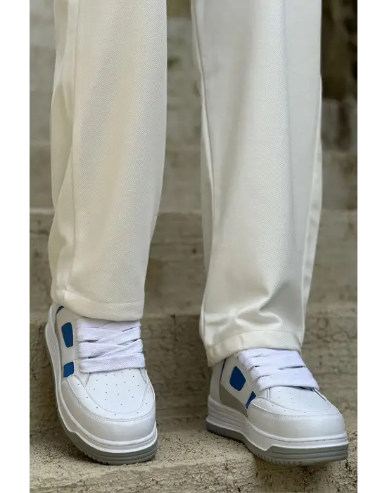 Omarı Hafif ve Rahat Erkek Spor Ayakkabı - Beyaz & Mavi Stil