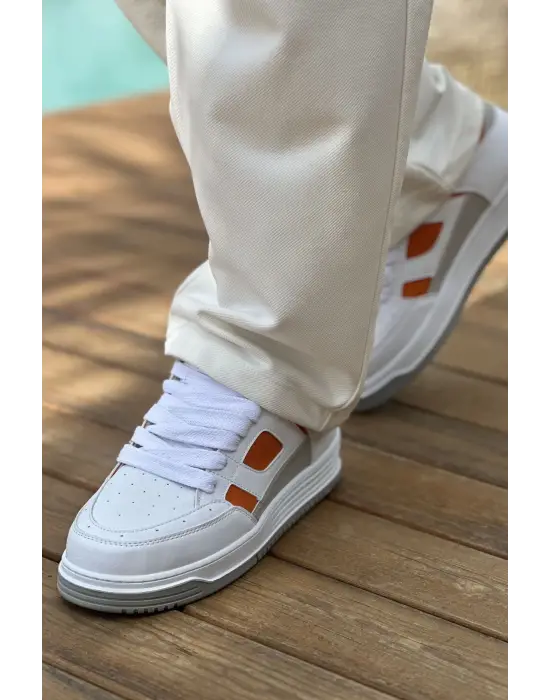 Omarı Erkek Beyaz/Turuncu Spor Ayakkabı - Hafif ve Konforlu