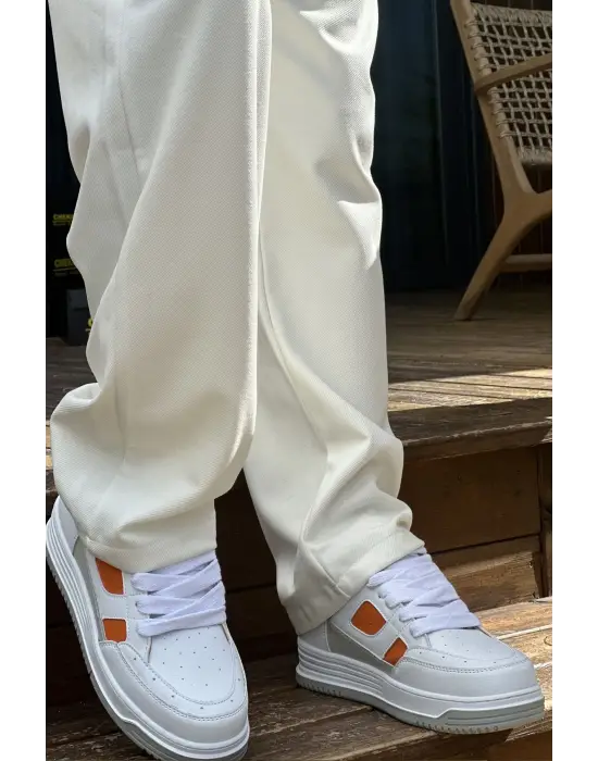 Modern Erkek Spor Ayakkabı Beyaz/Turuncu