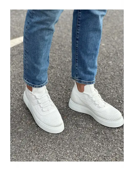 Omarı Erkek Beyaz Topuklu Deri Ayakkabı