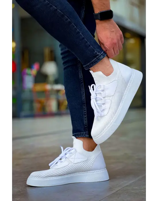 Omarı Erkek Beyaz Topuklu Deri Ayakkabı