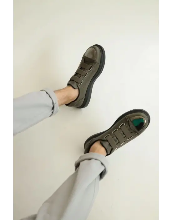 Omarı Modern Tarzda Haki Erkek Ayna Ayakkabı