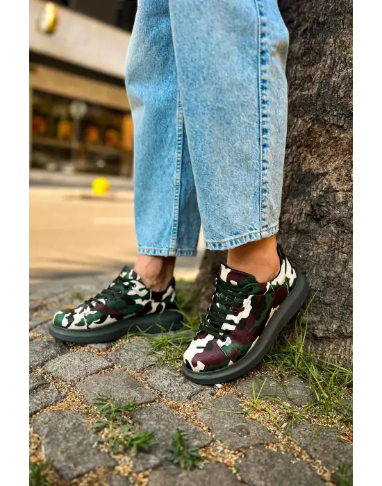 Trend Erkek Ayakkabı Kamuflaj Desenli