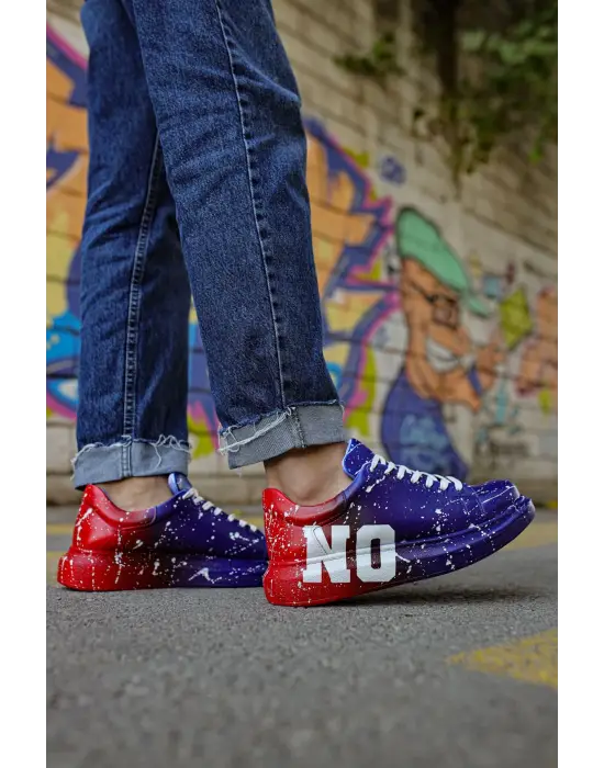 Omarı Pittura Erkek Ayakkabı Mavi Kırmızı Tasarım
