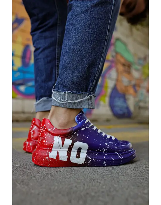 Omarı Pittura Erkek Ayakkabı Mavi Kırmızı Tasarım