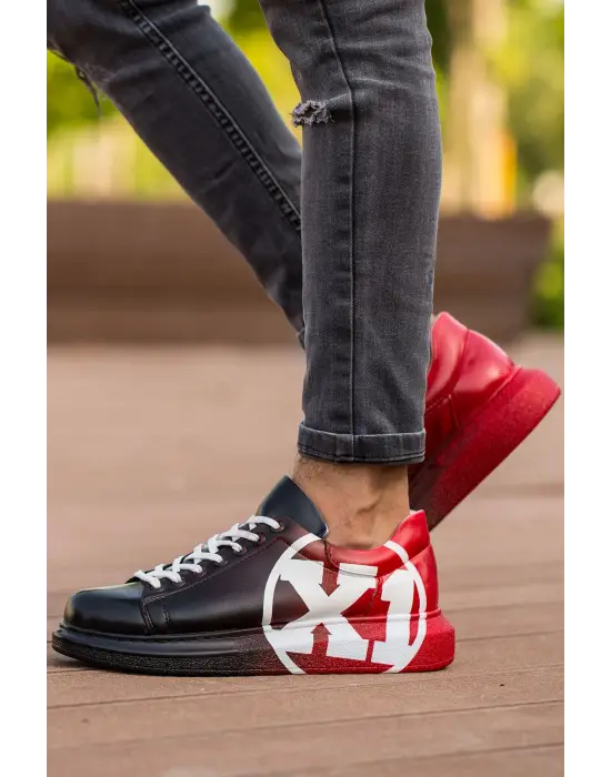 Omarı Siyah Kırmızı Erkek Ayakkabı Modası