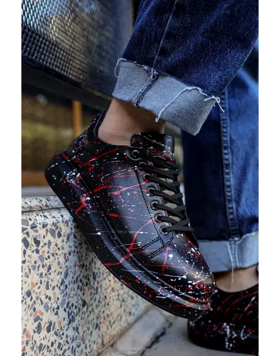 Omarı Kırmızı Detaylı Beyaz Erkek Ayakkabı