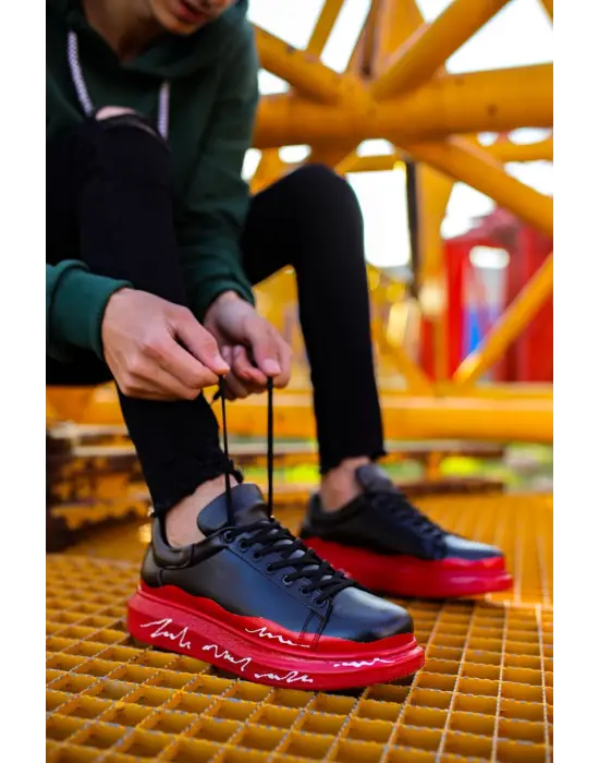 Omarı Elegance Series Red-White Mens Sneakers - Trendy Footwear