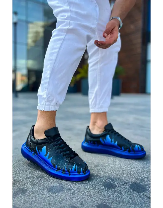 Modern Erkek Ayakkabı Mavi Alev