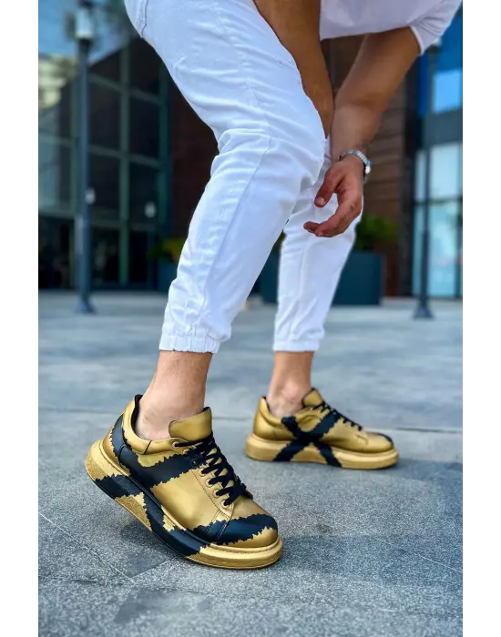 Omarı Modern ve Şık Gold Siyah Erkek Ayakkabı
