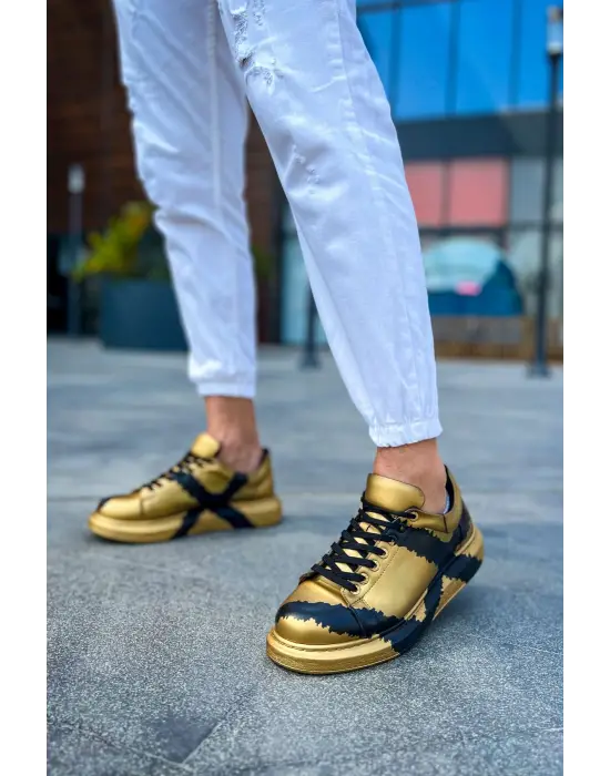 Omarı Modern ve Şık Gold Siyah Erkek Ayakkabı