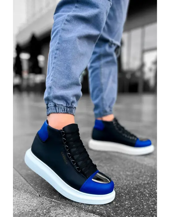 Omarı Siyah ve Mavi Renkli Roma Stil Erkek Bot