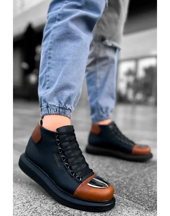 Omarı Trendy Roma Mirror Erkek Botları SIYAH/TABA