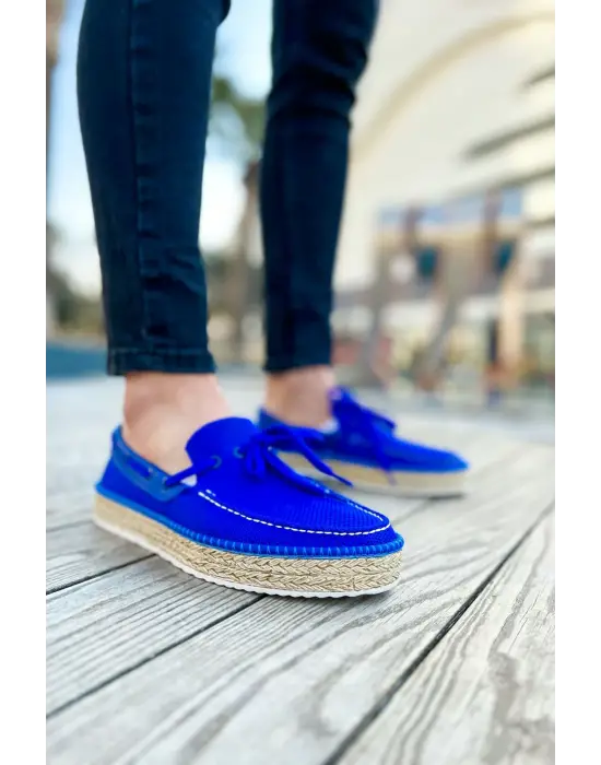Omarı Trendy ve Rahat Mavi Espadril Erkek Ayakkabı