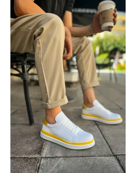 Spor Erkek Ayakkabı Beyaz/Sarı