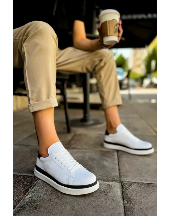 Omarı Spor Erkek Ayakkabı Beyaz/Siyah - Rahat ve Şık Tasarım