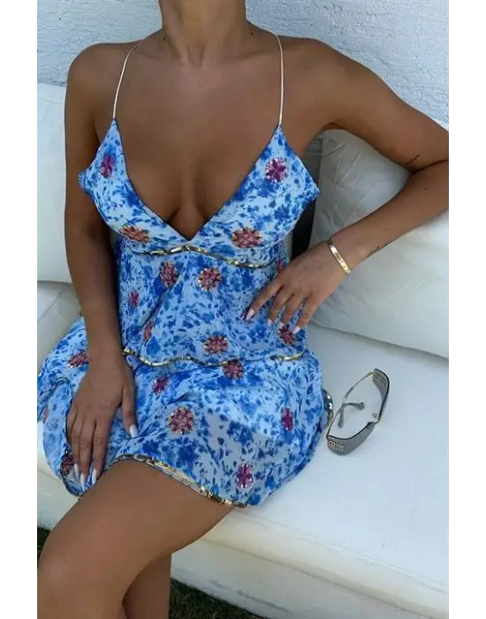 Cheryl Gold Pul Detaylı Elbise 2475-08