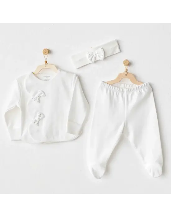 Chic Girl 3lü Bebek Zıbın Takım Ekru