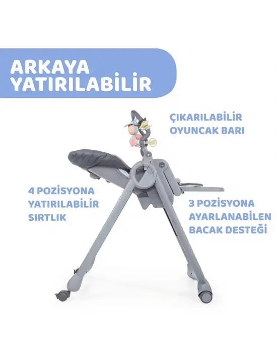 Omarı Evrensel Taşınabilir Bebek Mama Sandalyesi Gri