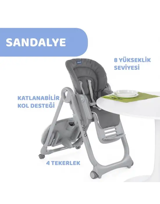 Omarı Evrensel Taşınabilir Bebek Mama Sandalyesi Gri