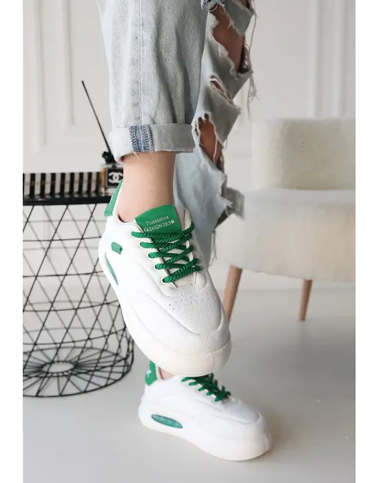 Enerjik Spor Ayakkabı Etkileyici Yeşil Detaylı