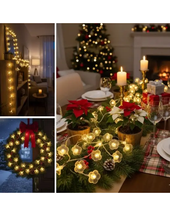 Çiçek Desenli 3.5 Metre USB LED Işık – 20 LED’li Dekoratif Ortam Aydınlatması