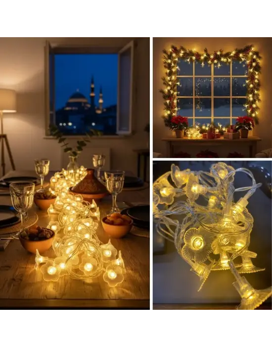 Çiçek Desenli 3.5 Metre USB LED Işık – 20 LED’li Dekoratif Ortam Aydınlatması