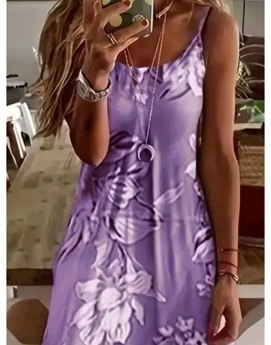 Omarı Kadın Geniş Kesim Desenli Etekli Elbise