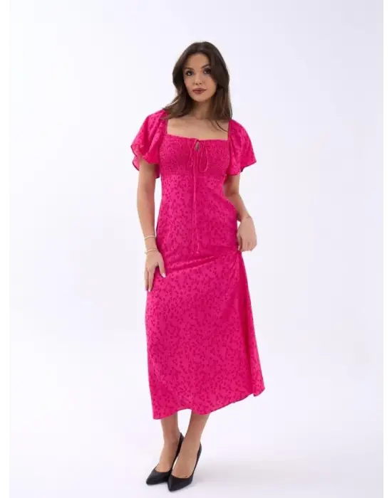 Omarı Omuz Detaylı Bahar Elbisesi