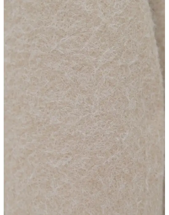 Omarı Astarlı Çift Cep Detaylı Bej Buklet Kaban