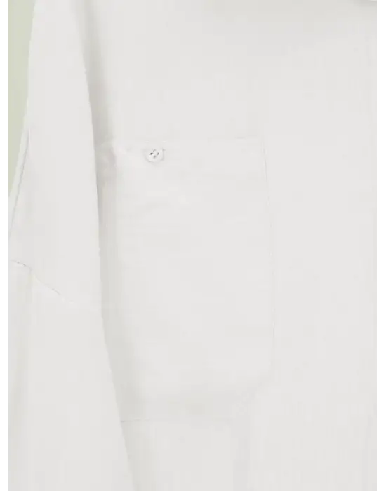 Omarı Şık Oval Kesim Çift Cep Detaylı Beyaz Gömlek Tunik