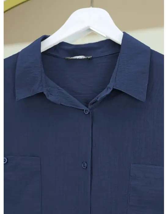 Laci Çift Cepli Oval Kesim Tunik Gömlek