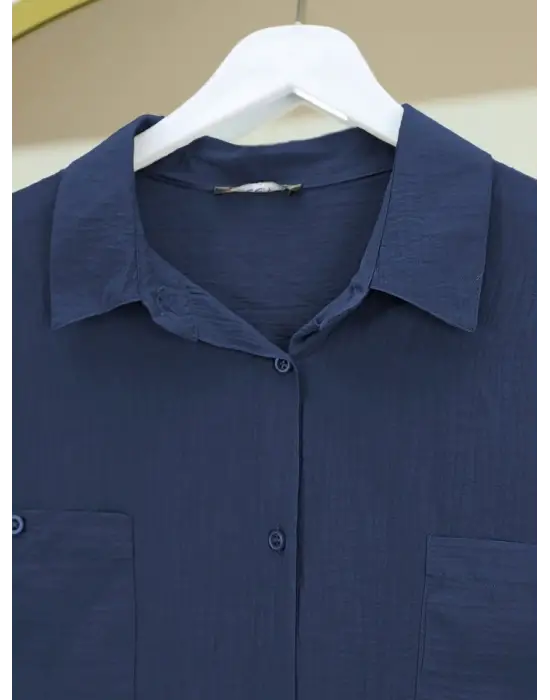 Omarı Elegan Oval Kesim Cepli Gömlek Tunik