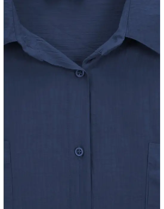 Laci Çift Cepli Oval Kesim Tunik Gömlek