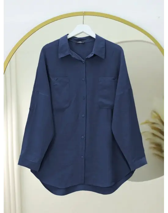 Omarı Elegan Oval Kesim Cepli Gömlek Tunik